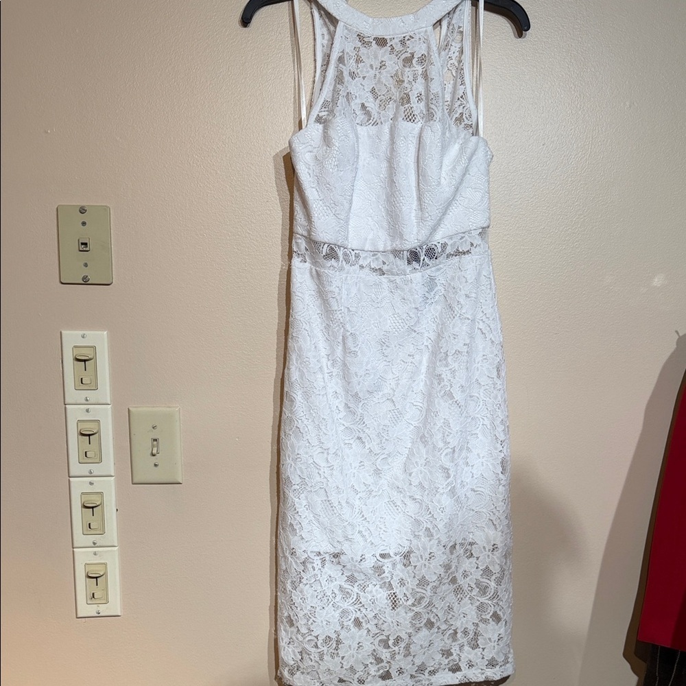 BCBGeneration White Lace Backless Dress